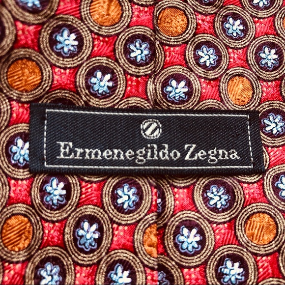 Ermenegildo Zegna silk tie fall oranges golds - Picture 4 of 7